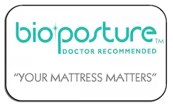 Logo of BioPosture with the tagline “Your Mattress Matters” and the phrase “Doctor Recommended.”