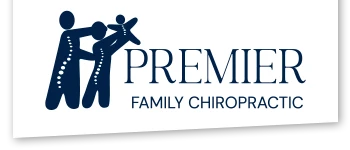 Premier Family Chiropractic on White Shape Background with Shadow